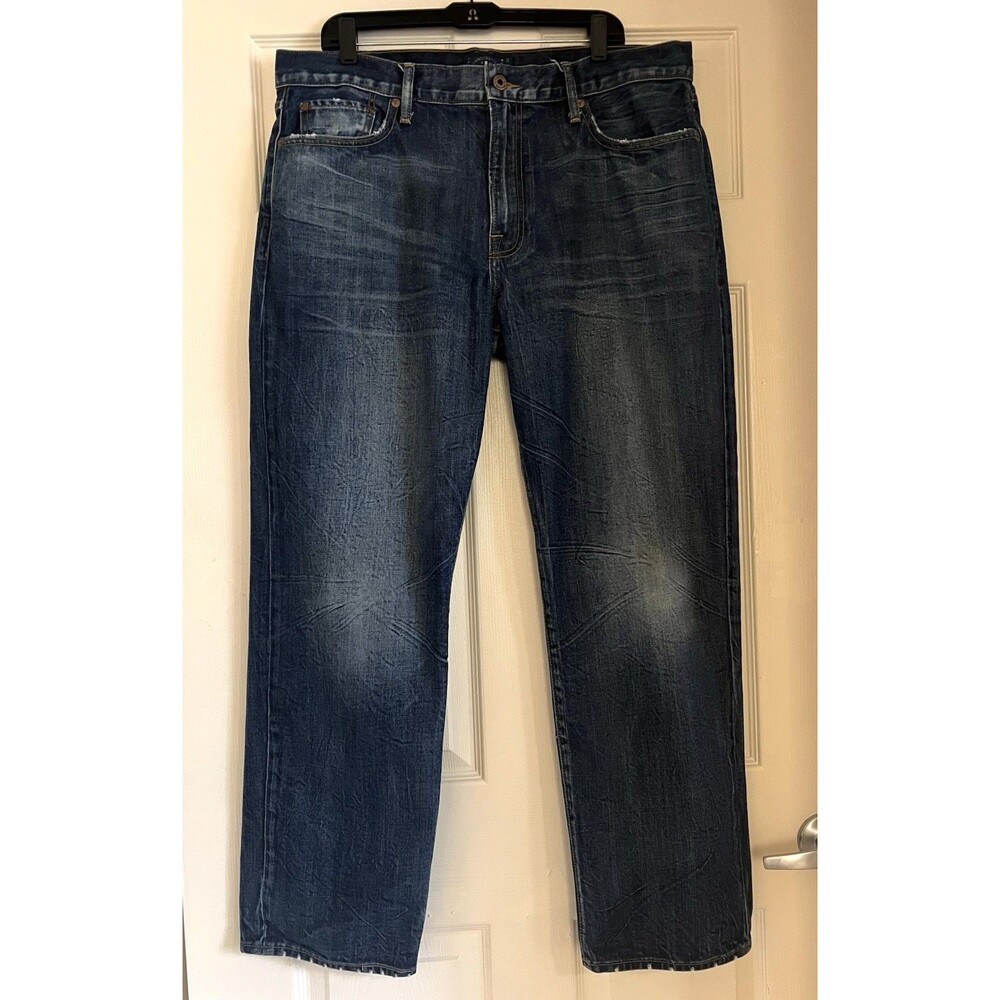 Lucky Brand 363 Vintage Straight Jeans Mens 38x32 Dark Wash designer distressed